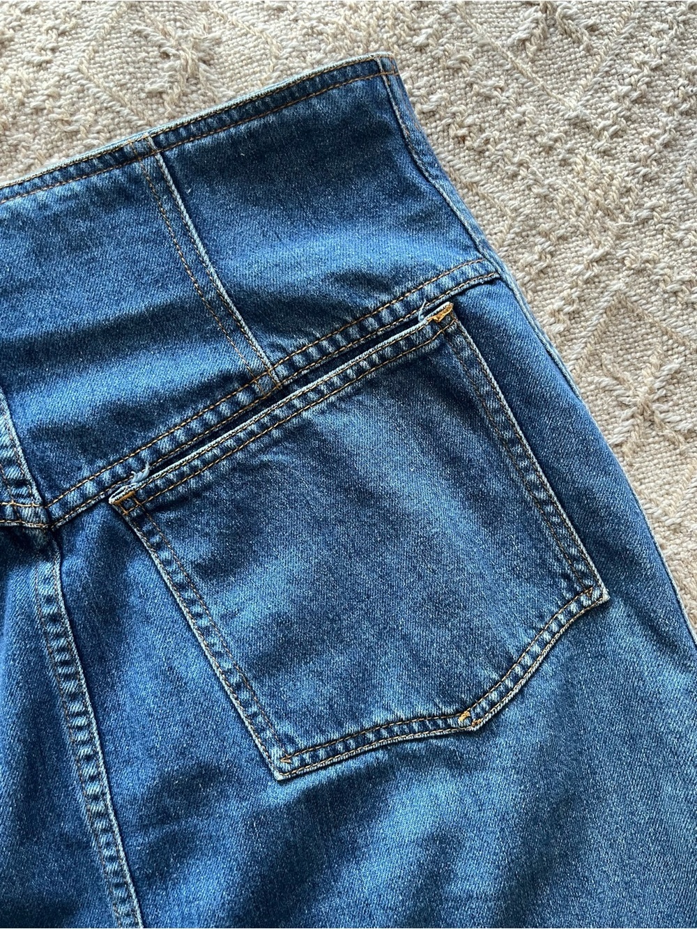 Vintage Perry Ellis Denim Wrap Skirt Gold Military Buttons Size 12 - Picture 7 of 8